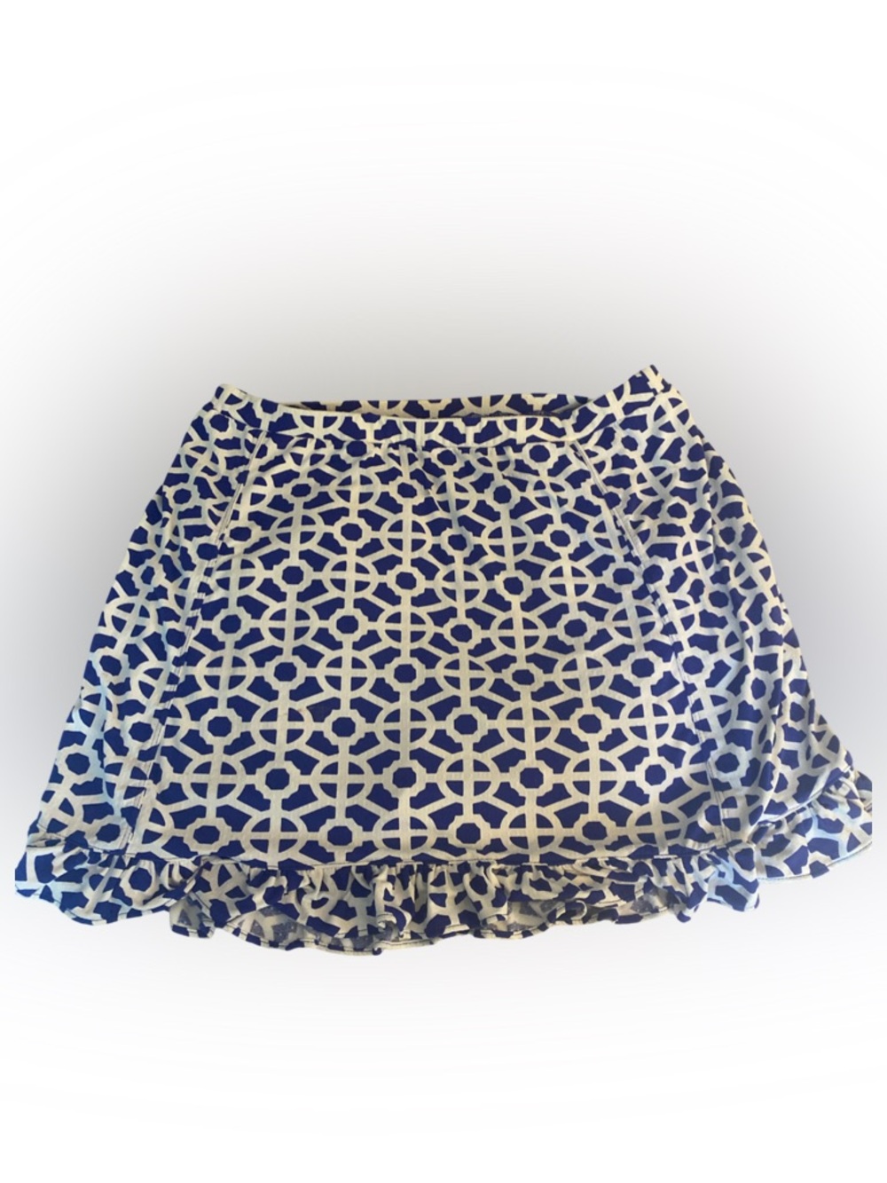 Gottex Blue and White Geometric Mini Skirt